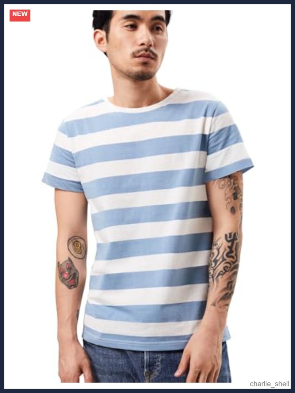 Men's Wide Striped Sailor T-Shirt Crew Neck Short Sleeve Cotton Spandex Tee